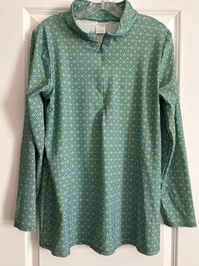 Kona Sol Teal Geo-Print Quarter-Zip Pullover